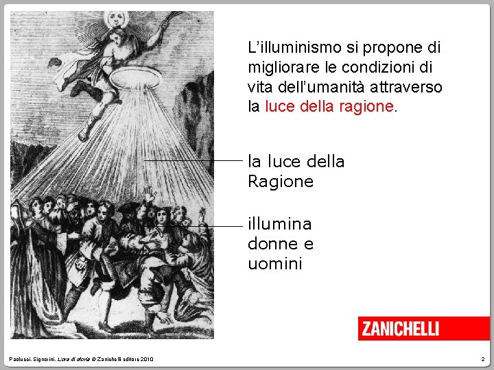 L’illuminismo si propone di migliorare le condizioni di vita dell’umanità attraverso la luce della