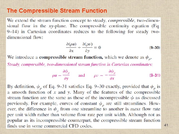 The Compressible Stream Function 41 