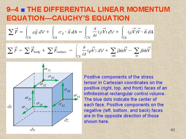 9– 4 ■ THE DIFFERENTIAL LINEAR MOMENTUM EQUATION—CAUCHY’S EQUATION Positive components of the stress