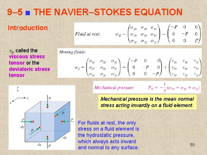 9– 5 ■ THE NAVIER–STOKES EQUATION Introduction ij, called the viscous stress tensor or