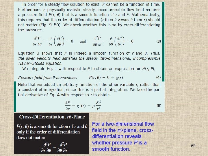 For a two-dimensional flow field in the r -plane, crossdifferentiation reveals whether pressure P