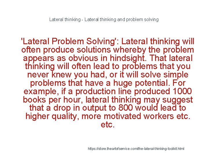 Lateral thinking - Lateral thinking and problem solving 1 'Lateral Problem Solving': Lateral thinking