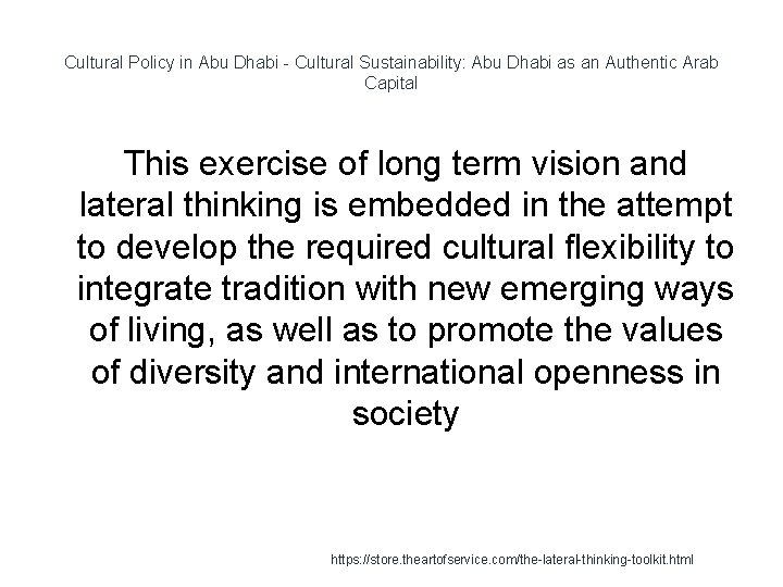 Cultural Policy in Abu Dhabi - Cultural Sustainability: Abu Dhabi as an Authentic Arab