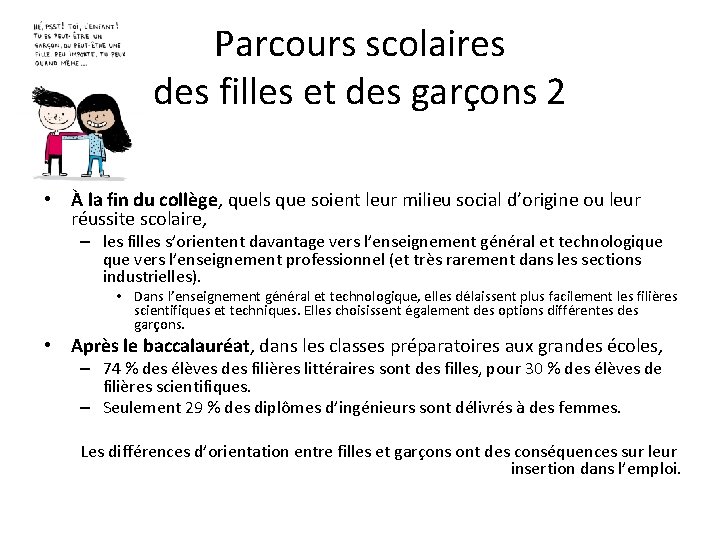 Parcours scolaires des filles et des garçons 2 • À la fin du collège,