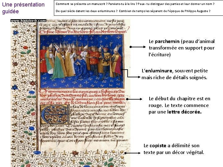 Une présentation guidée Comment se présente un manuscrit ? Parviens-tu à le lire ?