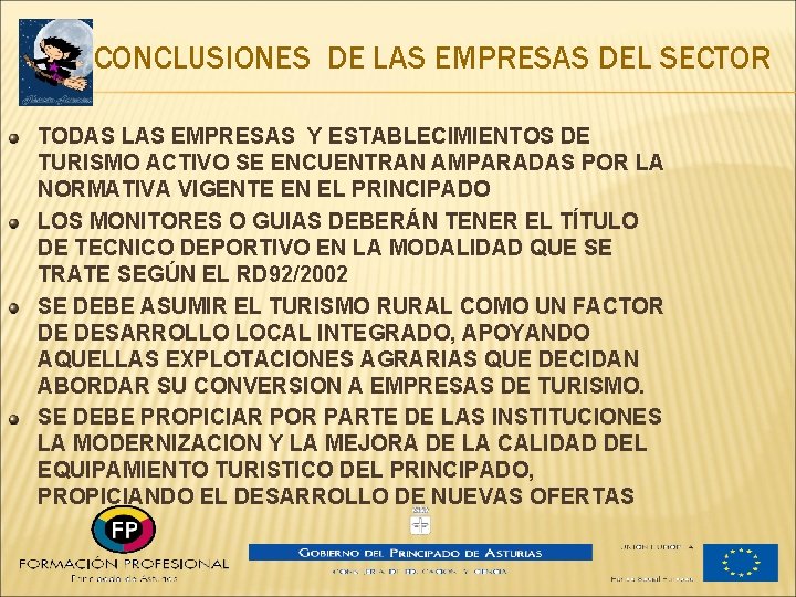 CONCLUSIONES DE LAS EMPRESAS DEL SECTOR TODAS LAS EMPRESAS Y ESTABLECIMIENTOS DE TURISMO ACTIVO