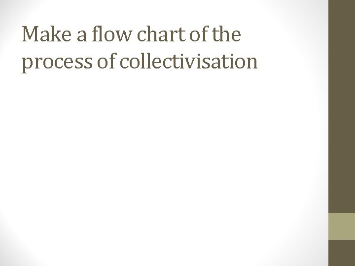 Make a flow chart of the process of collectivisation 