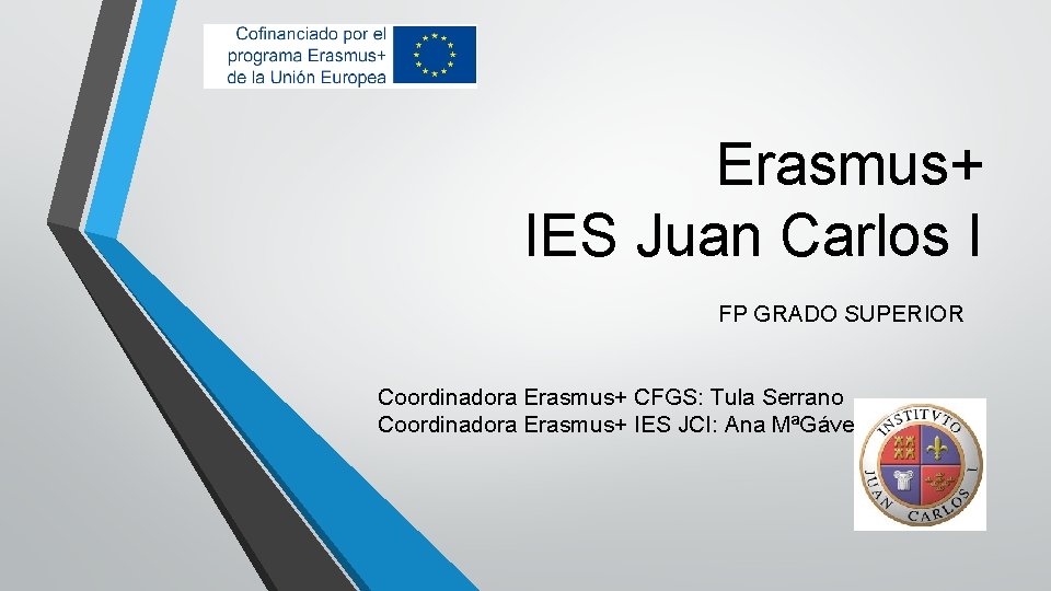 Erasmus+ IES Juan Carlos I FP GRADO SUPERIOR Coordinadora Erasmus+ CFGS: Tula Serrano Coordinadora