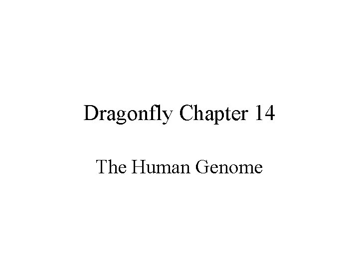 Dragonfly Chapter 14 The Human Genome 