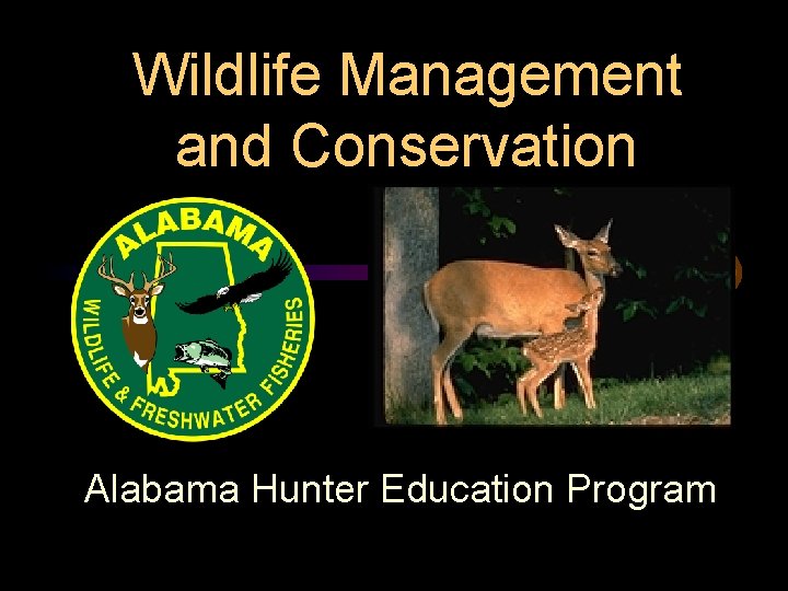 Wildlife Management and Conservation Alabama Hunter Education Program 