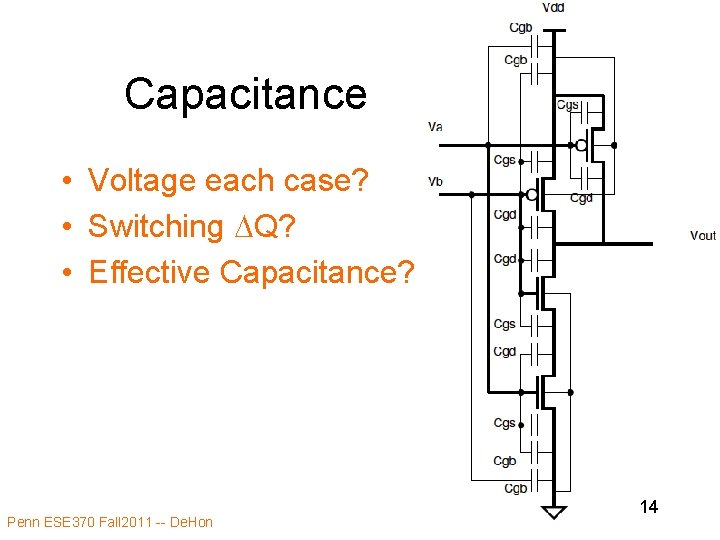 Capacitance • Voltage each case? • Switching DQ? • Effective Capacitance? Penn ESE 370