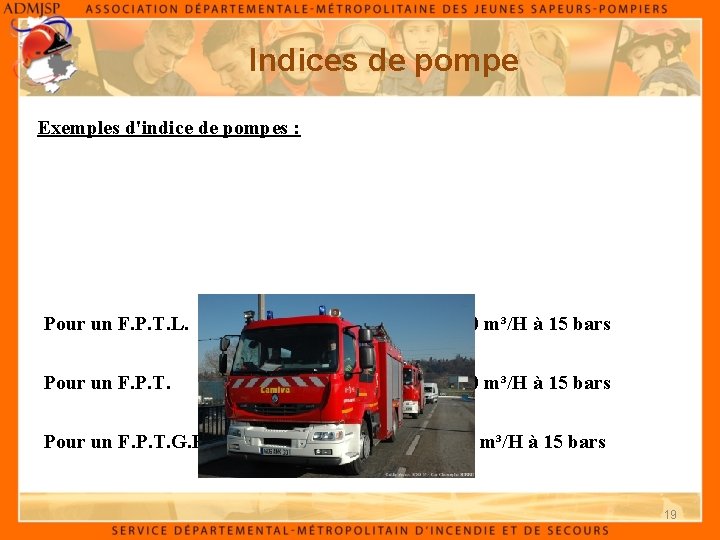 Indices de pompe Exemples d'indice de pompes : Pour un F. P. T. L.
