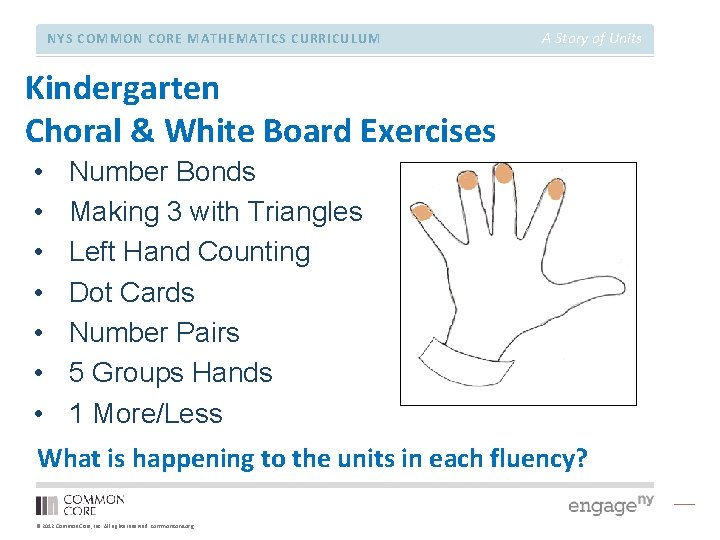 NYS COMMON CORE MATHEMATICS CURRICULUM A Story of Units Kindergarten Choral & White Board
