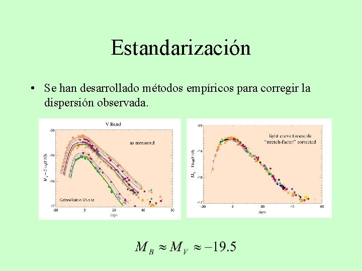 Estandarización • Se han desarrollado métodos empíricos para corregir la dispersión observada. 