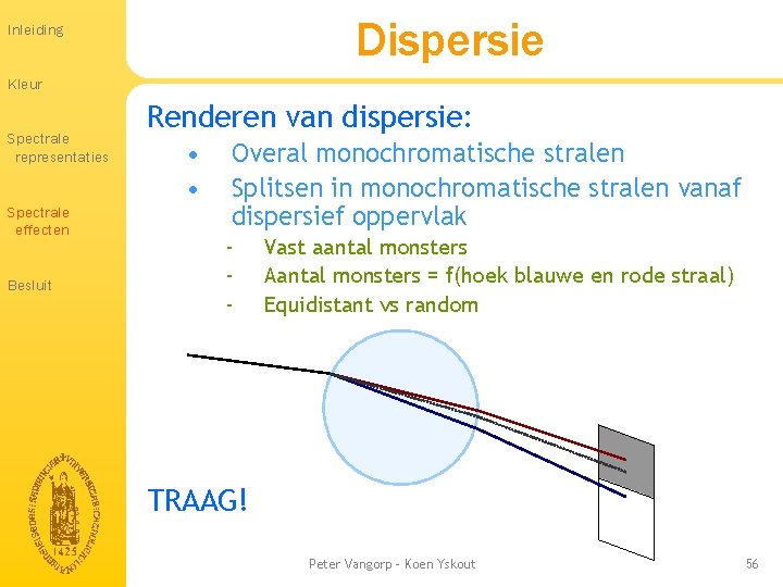 Dispersie Inleiding Kleur Spectrale representaties Spectrale effecten Besluit Renderen van dispersie: • • Overal Dispersie Inleiding Kleur Spectrale representaties Spectrale effecten Besluit Renderen van dispersie: • • Overal