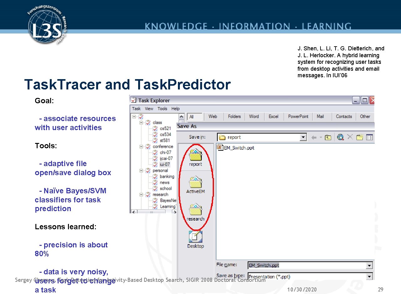 Task Detection For Activitybased Desktop Search Sergey Chernov