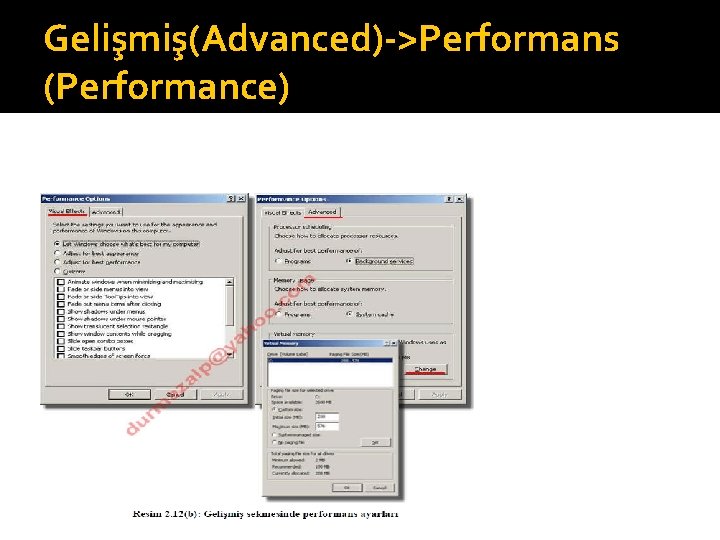 Gelişmiş(Advanced)->Performans (Performance) 