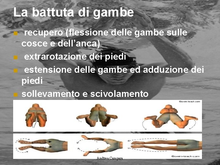 La battuta di gambe n n recupero (flessione delle gambe sulle cosce e dell’anca)