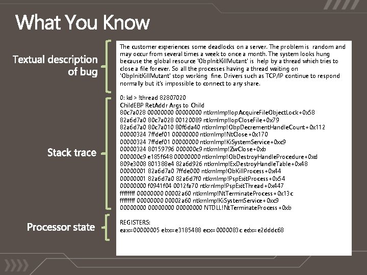 The customer experiences some deadlocks on a server. The problem is random and may The customer experiences some deadlocks on a server. The problem is random and may