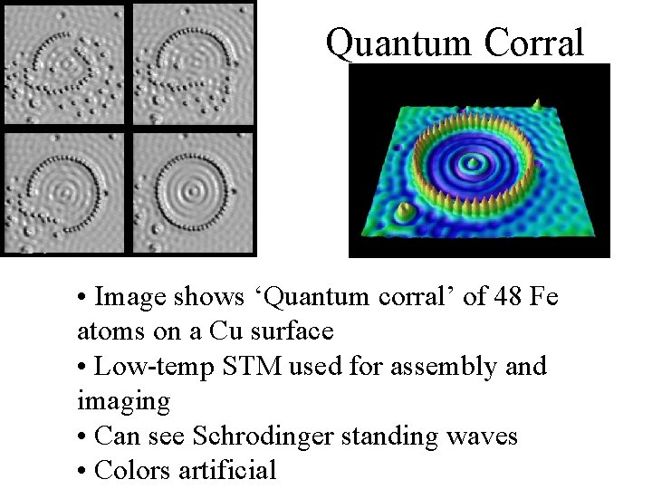 Quantum Corral • Image shows ‘Quantum corral’ of 48 Fe atoms on a Cu