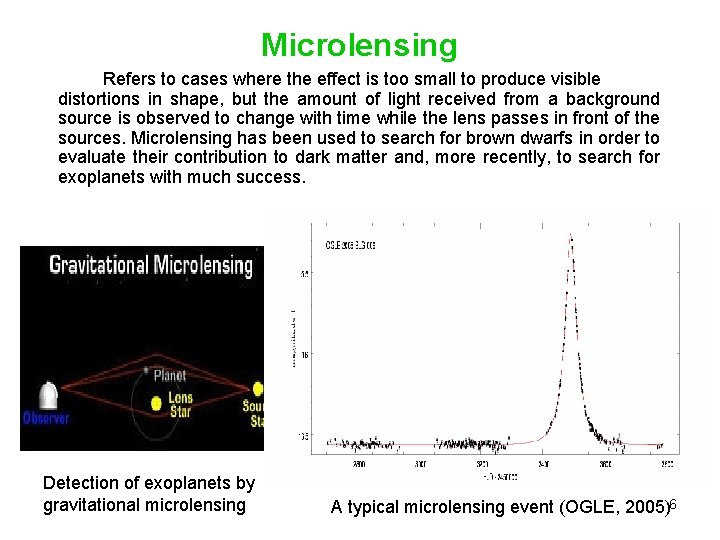 Microlensing Refers to cases where the effect is too small to produce visible distortions