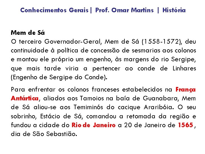 Conhecimentos Gerais Histria 3 Contextos histricos geogrficos polticos