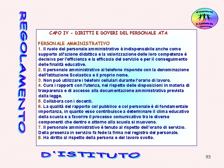 CAPO IV - DIRITTI E DOVERI DEL PERSONALE ATA PERSONALE AMMINISTRATIVO 1. Il ruolo