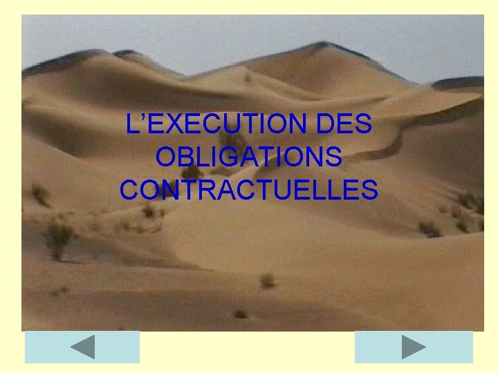 L’EXECUTION DES OBLIGATIONS CONTRACTUELLES 