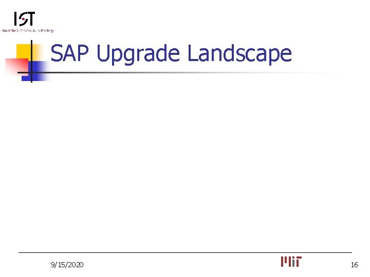 SAP Upgrade Landscape 9/15/2020 16 