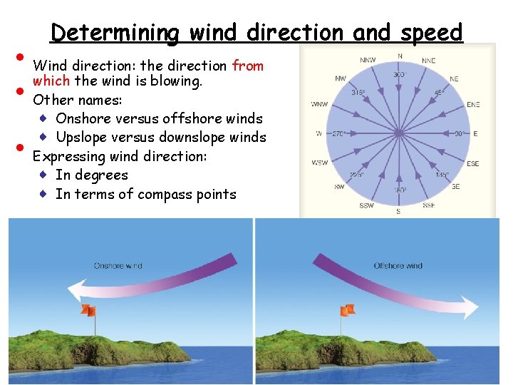  • • • Determining wind direction and speed Wind direction: the direction from