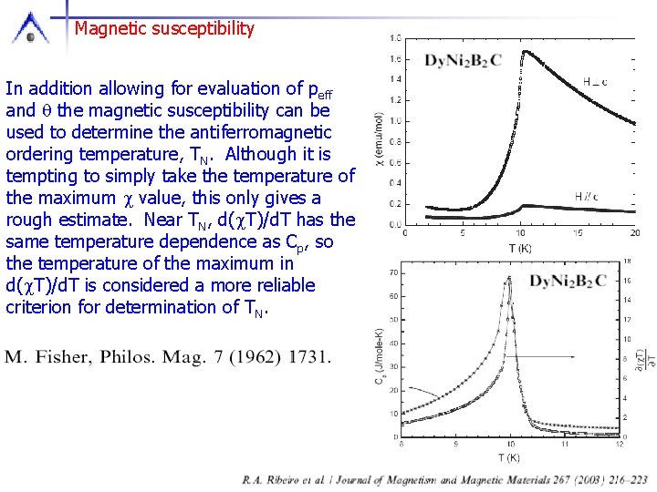 Magnetic susceptibility In addition allowing for evaluation of peff and q the magnetic susceptibility