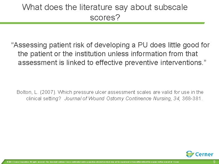What does the literature say about subscale scores? “Assessing patient risk of developing a