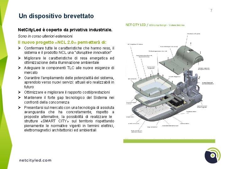 Un dispositivo brevettato Net. City. Led è coperto da privativa industriale. Sono in corso