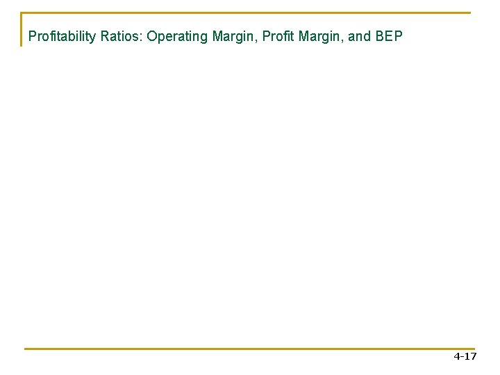 Profitability Ratios: Operating Margin, Profit Margin, and BEP 4 -17 