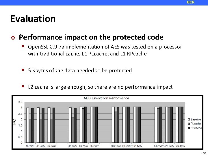UCR Evaluation ¢ Performance impact on the protected code Open. SSL 0. 9. 7