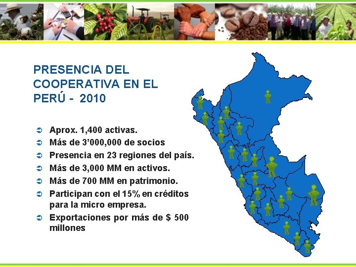 PRESENCIA DEL COOPERATIVA EN EL PERÚ - 2010 Ü Ü Ü Ü Aprox. 1,