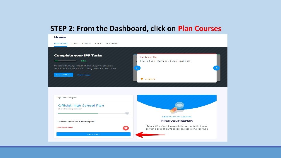 STEP 2: From the Dashboard, click on Plan Courses 