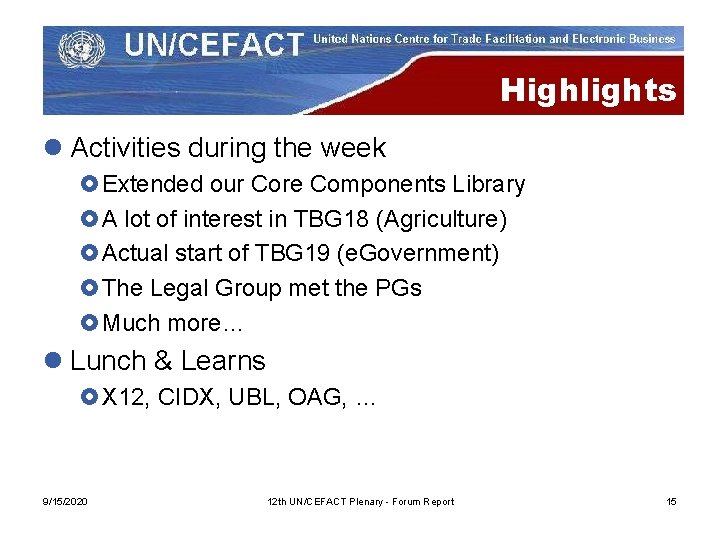 Highlights l Activities during the week £Extended our Core Components Library £A lot of