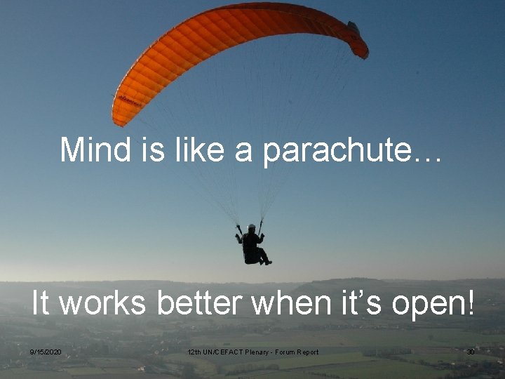 Some thoughts… Mind is like a parachute… It works better when it’s open! 9/15/2020
