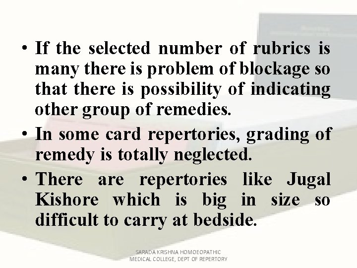  • If the selected number of rubrics is many there is problem of