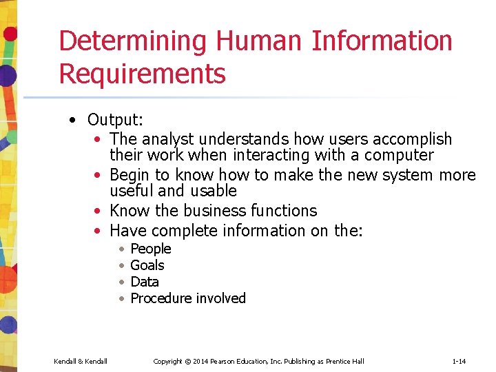 Determining Human Information Requirements • Output: • The analyst understands how users accomplish their