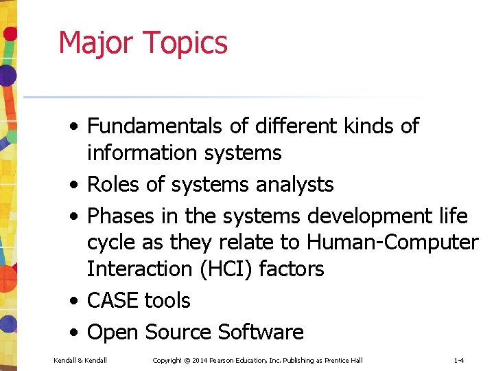 Major Topics • Fundamentals of different kinds of information systems • Roles of systems