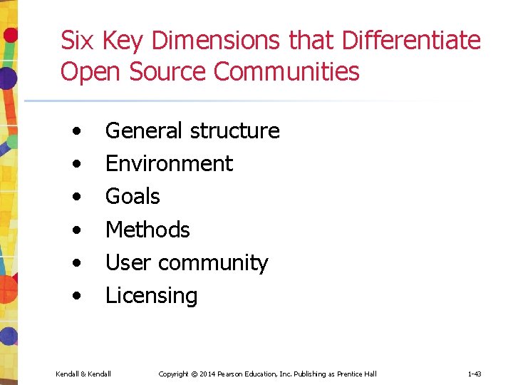 Six Key Dimensions that Differentiate Open Source Communities • • • General structure Environment