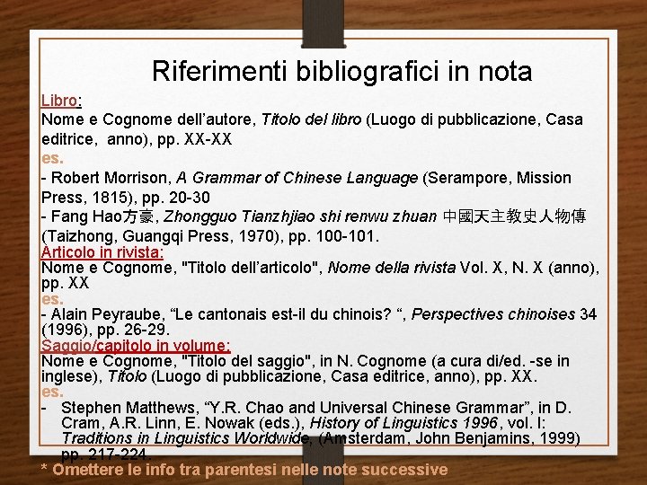 Riferimenti bibliografici in nota Libro: Nome e Cognome dell’autore, Titolo del libro (Luogo di Riferimenti bibliografici in nota Libro: Nome e Cognome dell’autore, Titolo del libro (Luogo di