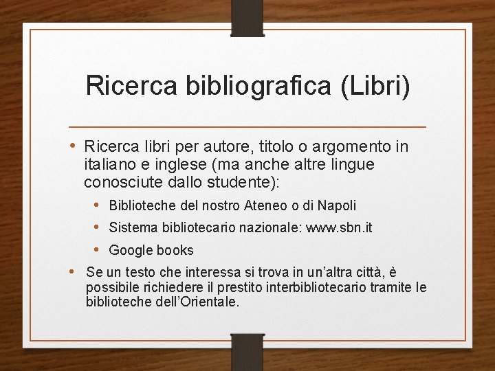 Ricerca bibliografica (Libri) • Ricerca libri per autore, titolo o argomento in italiano e Ricerca bibliografica (Libri) • Ricerca libri per autore, titolo o argomento in italiano e