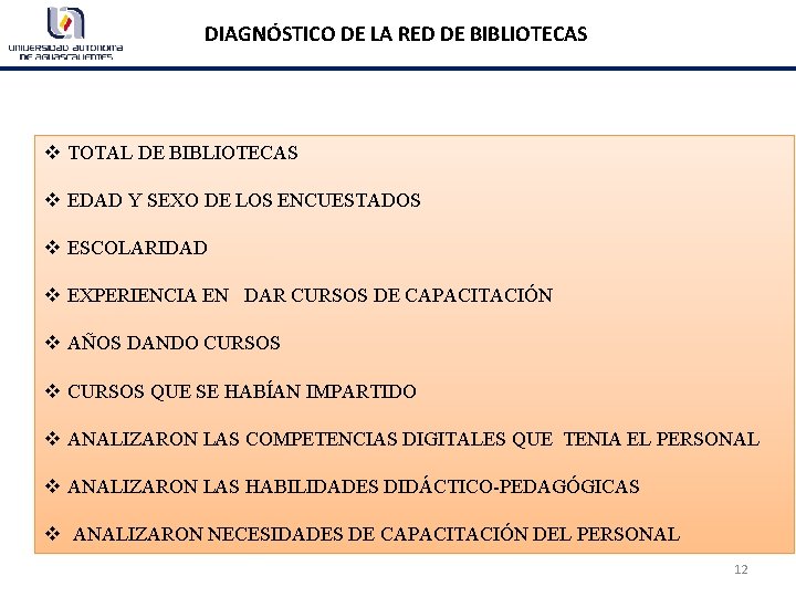 DIAGNÓSTICO DE LA RED DE BIBLIOTECAS v TOTAL DE BIBLIOTECAS v EDAD Y SEXO