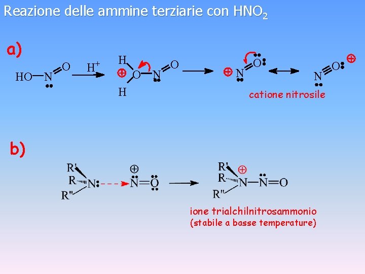 Reazione delle ammine terziarie con HNO 2 a) HO N O + H H