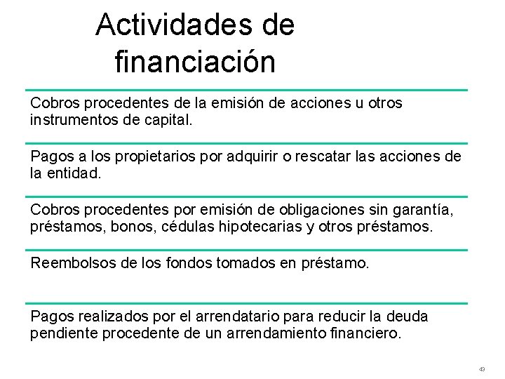 Actividades de financiación Cobros procedentes de la emisión de acciones u otros instrumentos de