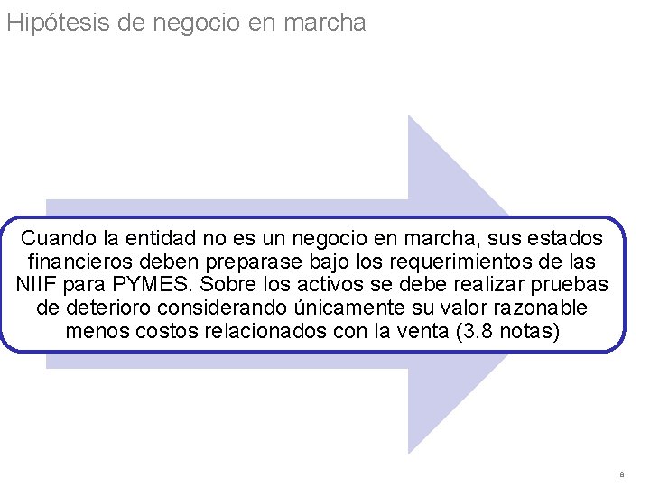 Hipótesis de negocio en marcha Cuando la entidad no es un negocio en marcha,