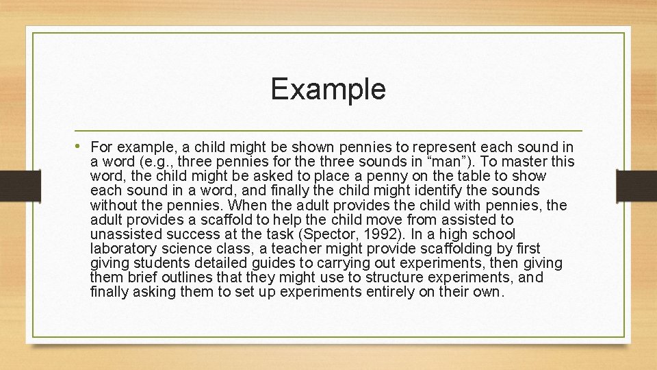 Example • For example, a child might be shown pennies to represent each sound